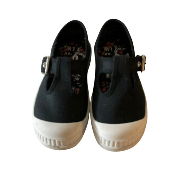 Mix No 6 Girls Mary Jane Black Canvas Shoes Floral Insole Size 12 - Picture 1 of 11